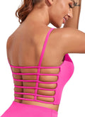 Strappy Sports Bras for Women High Support Open Back Workout Tops Longline Tank Top with Built in Bra Yoga Crop Bras