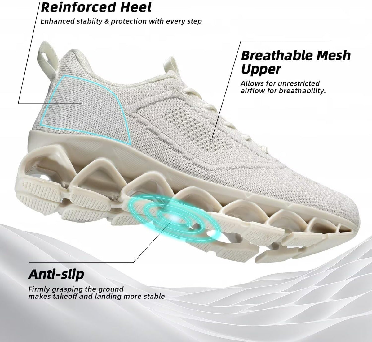 Womens Walking Shoes Fashion Running Tennis Blade Sneakers Mesh Breathable Athletic Sport Gym