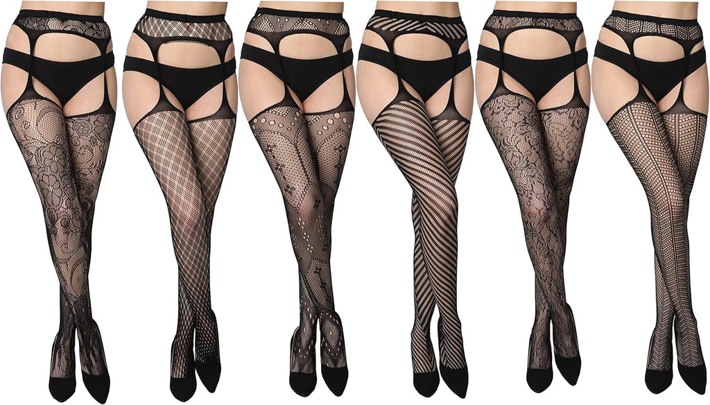 Fishnet Women'S Lace Stockings Tights Sexy Pantyhose Regular & plus Sizes (Pack of 6)