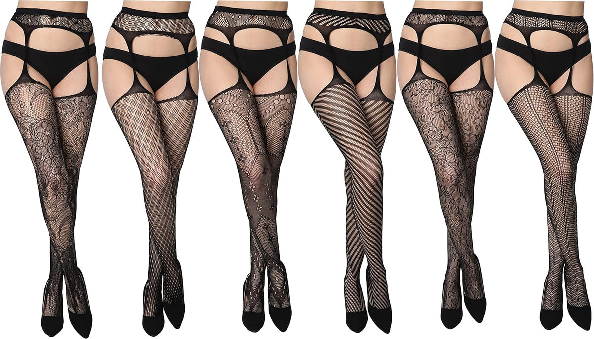 Fishnet Women'S Lace Stockings Tights Sexy Pantyhose Regular & plus Sizes (Pack of 6)