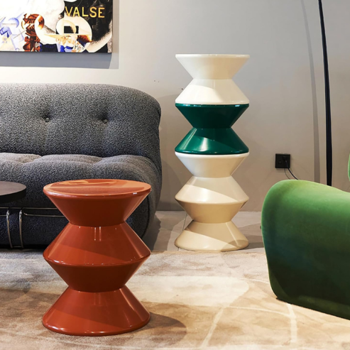 Tabouret de chevet multifonctionnel INS – style nordique créatif, siège sablier en plastique, petite table basse pour salon ou chambre
