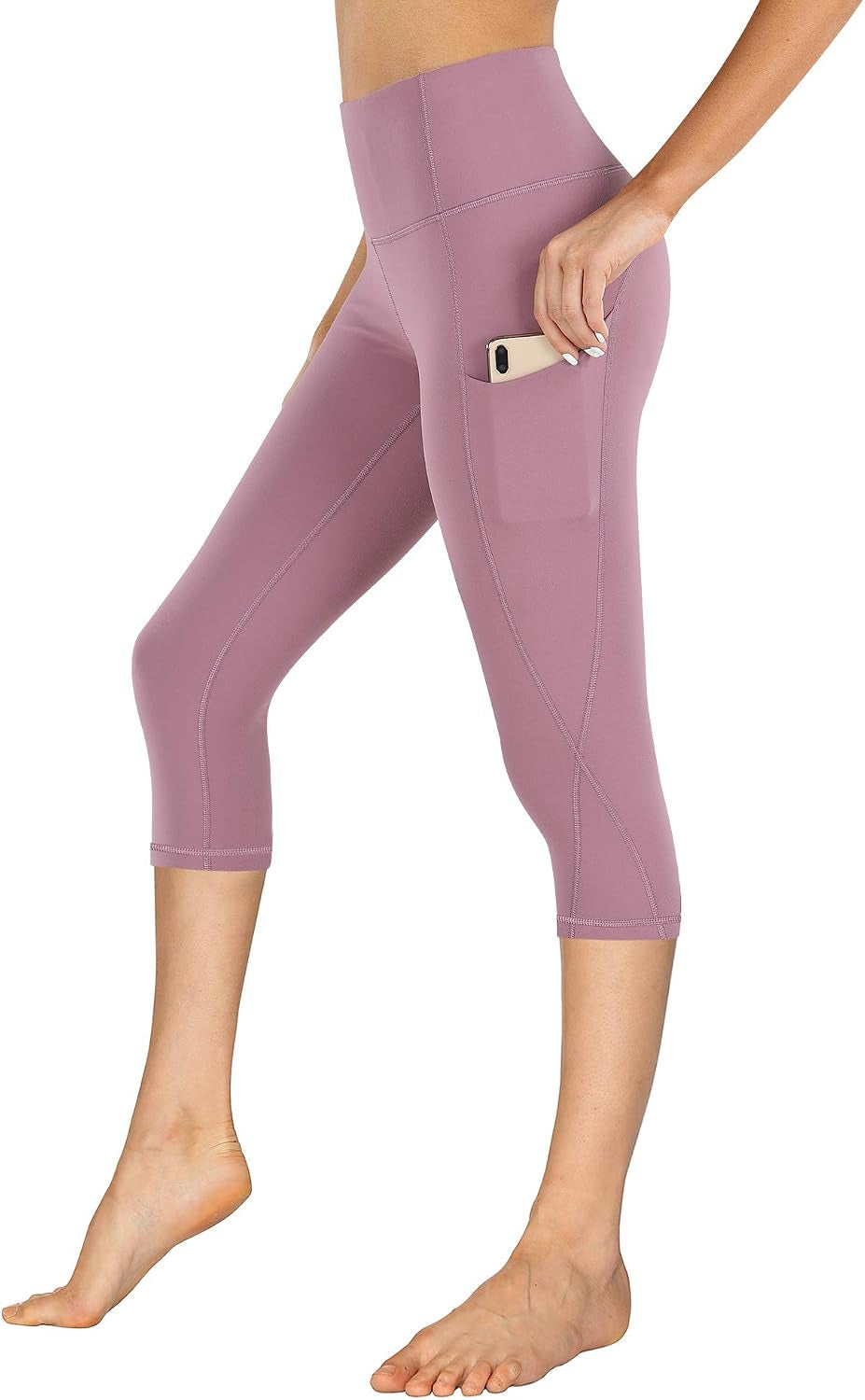 Women'S Yoga Pants with Pockets, High Waist Tummy Control Leggings, Workout 4 Way Stretch Capri Yoga Leggings