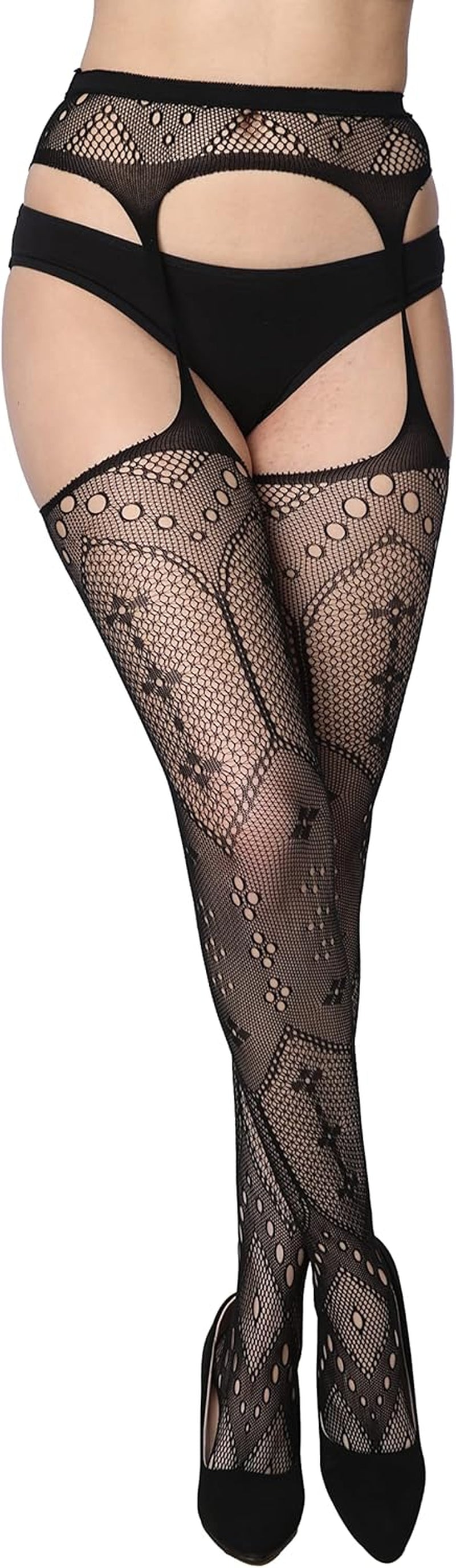 Fishnet Women'S Lace Stockings Tights Sexy Pantyhose Regular & plus Sizes (Pack of 6)