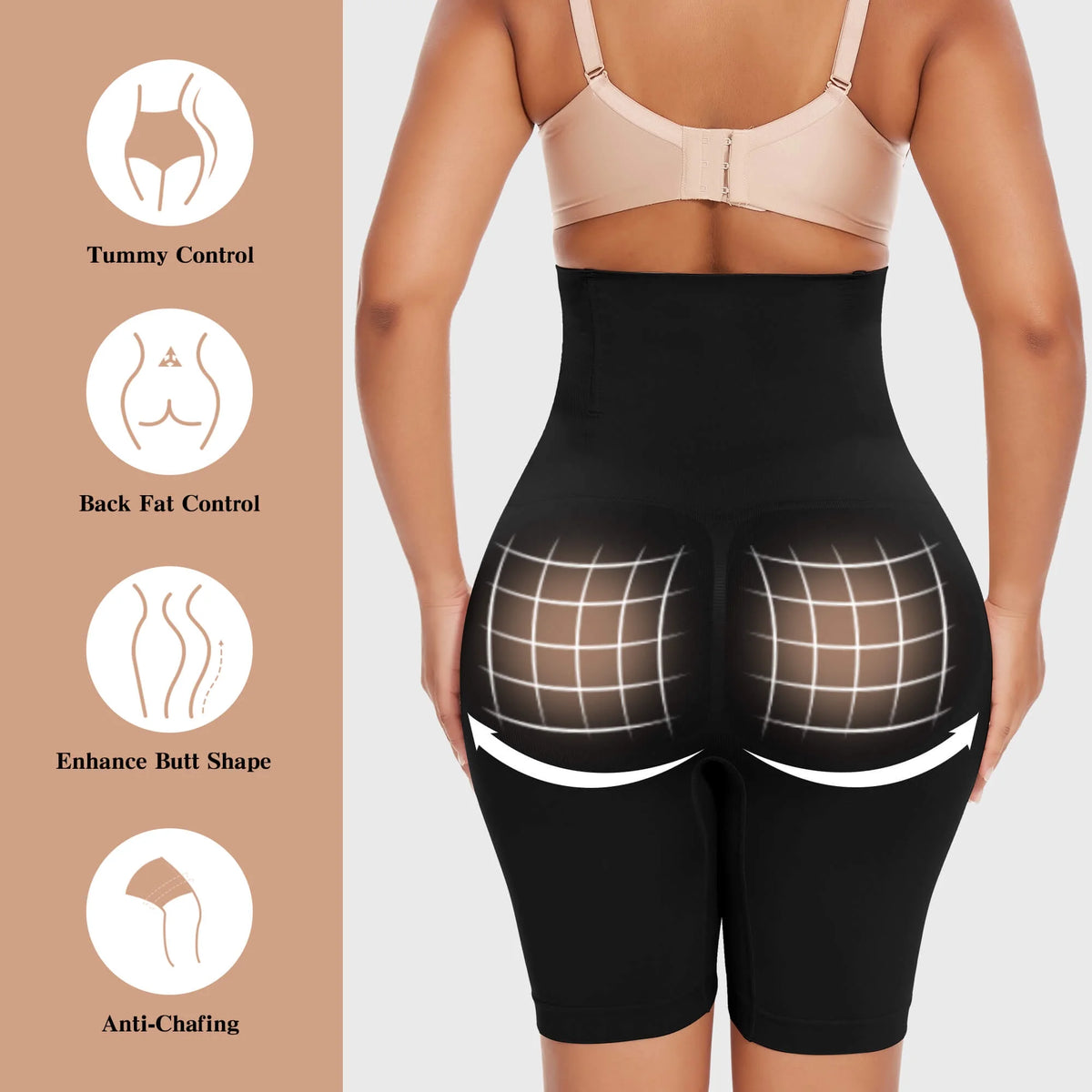 2 Packs Tummy Control Shapewear Shorts Faja Body Shaper for Women High-Waisted Thigh Slimming